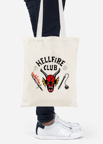 Еко-сумка шоппер Клуб Пекельного Плам'я The Hellfire Club (92102-3816-BG) бежева MobiPrint Lite (256944556)