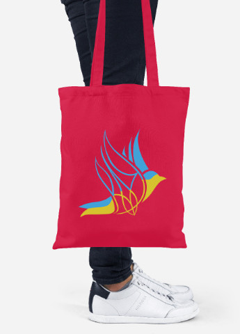 Эко сумка шопер Украинская птичка (92102-3743-RD) красная MobiPrint Lite (256944709)