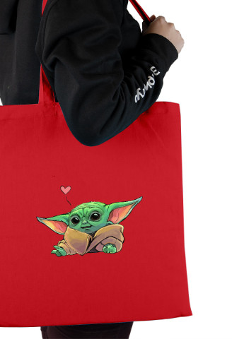 Эко сумка шопер Грогу Йода лайк(Grogu Baby Yoda) (92102-3522-RD) красная MobiPrint lite (256945040)