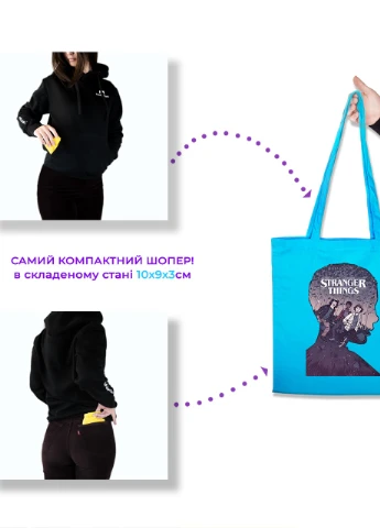 Еко-сумка шоппер Дуже дивні справи Одинадцять арт перси(Stranger Things Eleven art) (92102-3568-LM) салатова MobiPrint Lite (256945100)