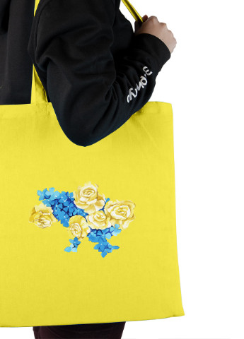 Еко-сумка шоппер Квітуча Україна (92102-3699-SY) жовта MobiPrint Lite (256944278)