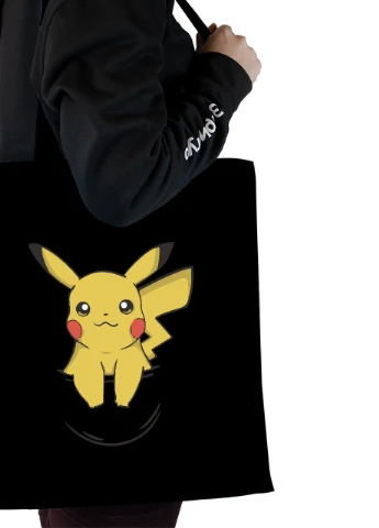 Эко сумка шопер Покемон Пикачу (Pikachu) (92102-3439-BK) черная MobiPrint Lite (256945228)