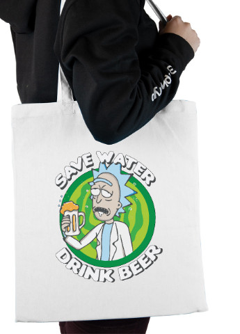 Еко-сумка шоппер Рік та Морті (Rick and Morty) (92102-3445) біла MobiPrint Lite (256944331)