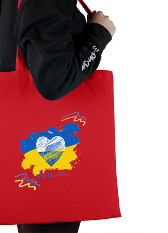Эко сумка шопер Мир для Украины (92102-3698-RD) красная MobiPrint lite (256944683)