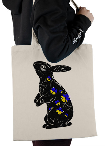Эко сумка шопер Черный кролик (92102-3886-BG) бежевая MobiPrint Lite (256944853)