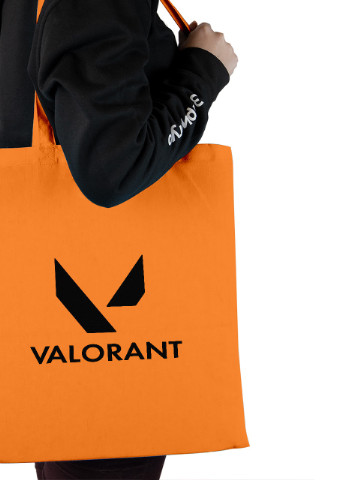Эко сумка шопер Валорант лого(Valorant logo) (92102-3539-OG) оранжевая MobiPrint lite (256944464)