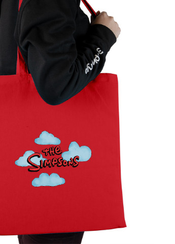 Еко-сумка шоппер Сімпсони (The Simpsons) (92102-3412-RD) червона MobiPrint Lite (256944185)