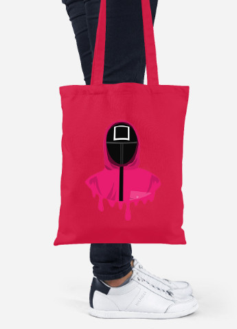 Еко-сумка шоппер Квадрат Офіцер Гра в кальмара (Squid Game) (92102-3379-RD) червона MobiPrint lite (256945908)