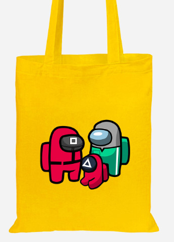 Эко сумка шопер Амонг Ас и Игра в кальмара (Among Us and Squid Game) (92102-3380-SY) желтая MobiPrint Lite (256945024)