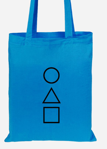 Эко сумка шопер Треугольник Квадрат Круг Игра в кальмара (Squid Game) (92102-3374-BL) синяя MobiPrint lite (256943749)