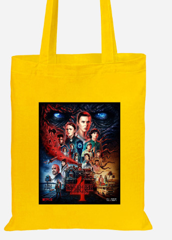 Еко-сумка шоппер Дуже дивні справи (92102-3839-SY) жовта MobiPrint Lite (256944627)