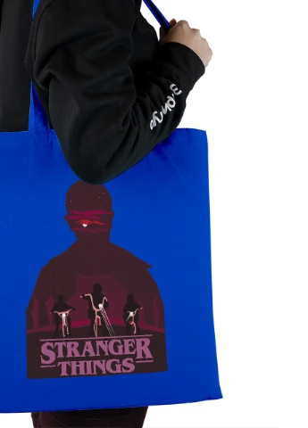 Еко-сумка шоппер Дуже дивні справи Одинадцять арт троє (Stranger Things Eleven art) (92102-3569-SK) голуба MobiPrint Lite (256943416)
