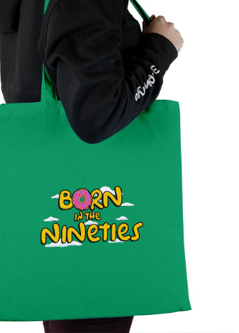 Еко-сумка шоппер The Simpsons Born in the nineties (92102-3413-KG) зелена MobiPrint lite (256945320)