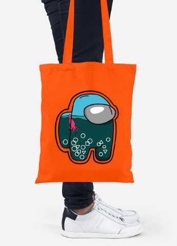 Еко-сумка шоппер Амонг Ас та Гра в кальмара (Among Us and Squid Game) (92102-3476-OG) помаранчева MobiPrint Lite (256943869)