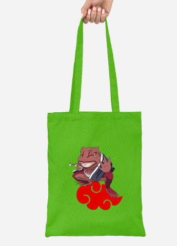 Эко сумка шопер Наруто жаба Гамабунта (Naruto) (92102-3479-LM) салатовая MobiPrint lite (256944749)