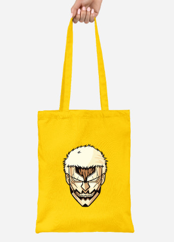 Еко-сумка шоппер Атака титанів Райнер Браун портрет лого (Attack on Titan Rayner Brown) (92102-3491-SY) жовта MobiPrint lite (256944859)