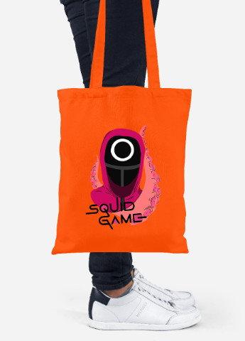 Еко-сумка шоппер Коло Робочий солдат Гра в кальмара (Squid Game) (92102-3475-OG) помаранчева MobiPrint lite (256944917)