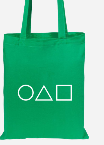 Эко сумка шопер Треугольник Квадрат Круг Игра в кальмара (Squid Game) (92102-3373-KG) зеленая MobiPrint Lite (256945080)
