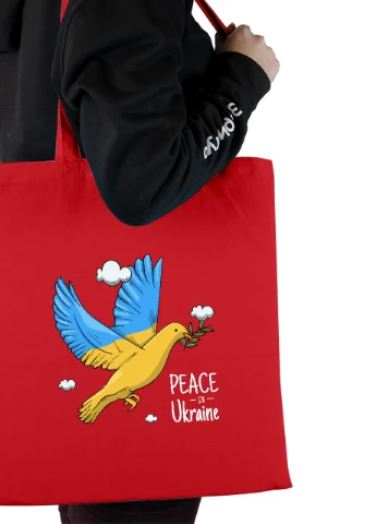 Эко сумка шопер Голубь мира (92102-3895-RD) красная MobiPrint Lite (256944160)