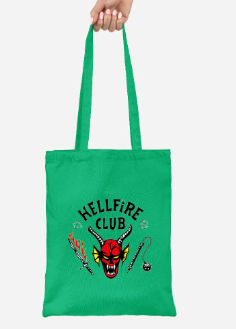 Еко-сумка шоппер Клуб Пекельного Плам'я The Hellfire Club (92102-3816-KG) зелена MobiPrint lite (256945878)