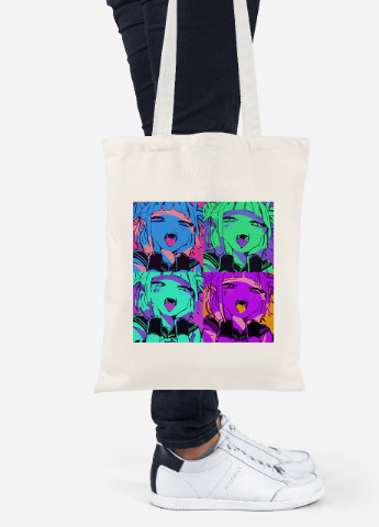 Еко-сумка шоппер Ахегао дівчина колаж(Ahegao girl) (92102-3501-BG) бежева MobiPrint Lite (256943540)