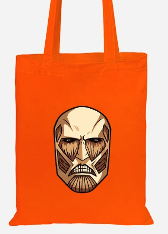 Еко-сумка шоппер Атака титанів Колосальний Титан портрет лого (Attack on Titan logo) (92102-3490-OG) помаранчева MobiPrint Lite (256943554)