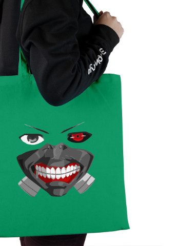 Еко-сумка шоппер Токійський гуль Кен Канекі маска(Tokyo Ghoul in mask) (92102-3525-KG) зелена MobiPrint lite (256944893)