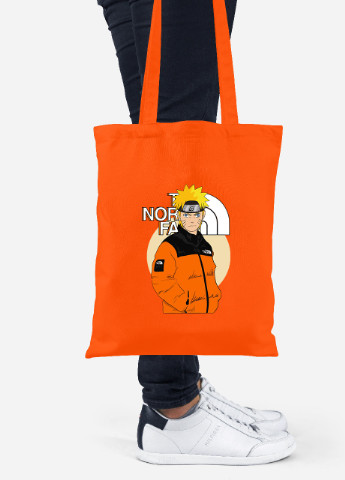 Еко-сумка шоппер Наруто Норс Фейс (Naruto The Norch Face) (92102-3480-OG) помаранчева MobiPrint lite (256944031)