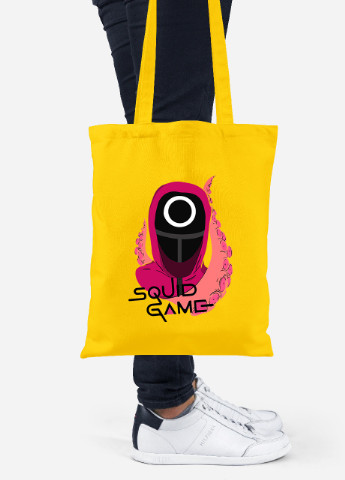 Эко сумка шопер Круг Рабочий солдат Игра в кальмара (Squid Game) (92102-3475-SY) желтая MobiPrint Lite (256945676)