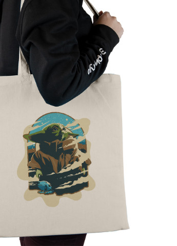 Эко сумка шопер Грогу Йода рамка-портрет(Grogu Baby Yoda) (92102-3523-BG) бежевая MobiPrint lite (256945360)