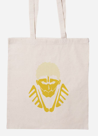 Эко сумка шопер Атака титанов Райнер Браун лого (Attack on Titan Rayner Brown logo) (92102-3492-BG) бежевая MobiPrint Lite (256943479)