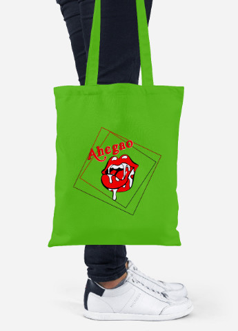 Еко-сумка шоппер Ахегао губи-лого(Ahegao girl) (92102-3503-LM) салатова MobiPrint Lite (256943648)