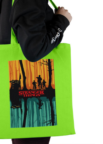 Еко-сумка шоппер Дуже дивні справи постер (Stranger Things poster) (92102-3573-LM) салатова MobiPrint Lite (256945101)