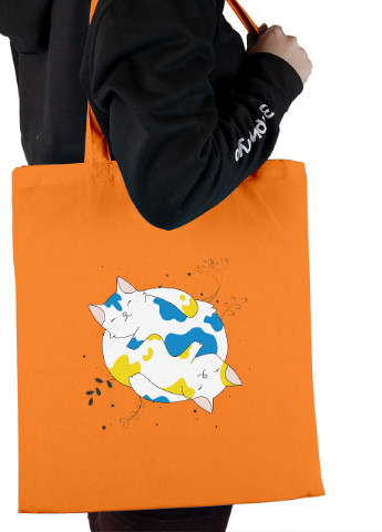 Еко-сумка шоппер Українські муркотики (92102-3900-OG) помаранчева MobiPrint lite (256945888)
