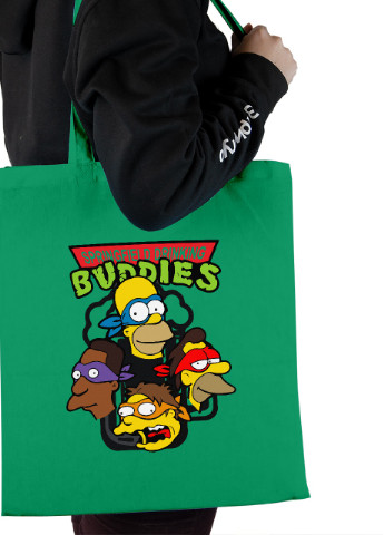 Еко-сумка шоппер Спрінгфілд Буддіс (Springfield Buddies) (92102-3465-KG) зелена MobiPrint lite (256944958)