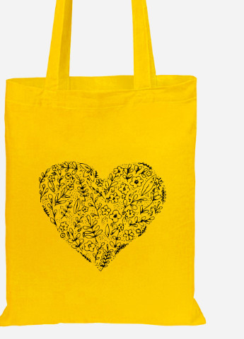 Еко-сумка шоппер Квіткове серце (92102-3805-SY) жовта MobiPrint Lite (256945230)