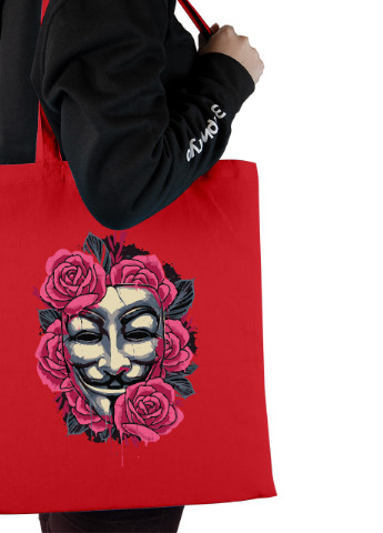 Эко сумка шопер Вендетта (V Vendetta) (92102-3424-RD) красная MobiPrint lite (256944555)