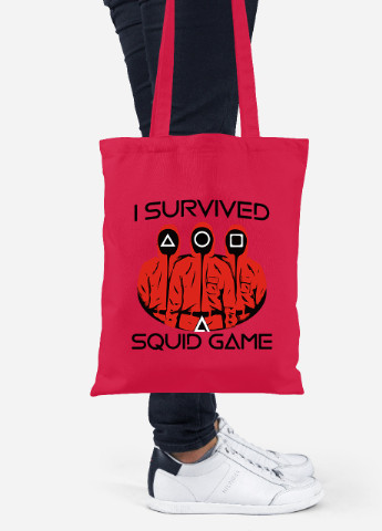 Еко-сумка шоппер Солдати Гра в кальмара (Squid Game) (92102-3384-RD) червона MobiPrint lite (256945936)