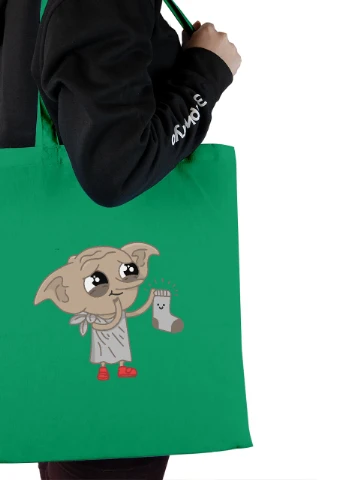 Еко-сумка шоппер Доббі Гаррі Поттер (Dobby Harry Potter) (92102-3430-KG) зелена MobiPrint Lite (256943466)