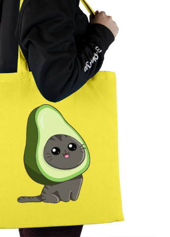 Еко-сумка шоппер Авокадо кіт (Avocato) (92102-3473-SY) жовта MobiPrint Lite (256945496)