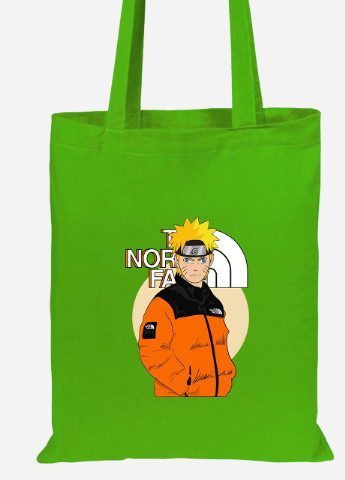 Эко сумка шопер Наруто Норс Фейс (Naruto The Norch Face) (92102-3480-LM) салатовая MobiPrint lite (256944846)