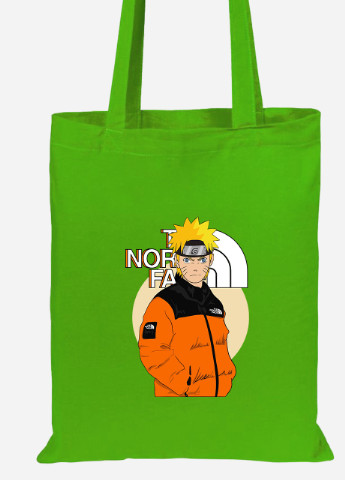 Еко-сумка шоппер Наруто Норс Фейс (Naruto The Norch Face) (92102-3480-LM) салатова MobiPrint Lite (256944846)