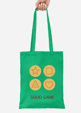 Эко сумка шопер Печенье Игра в кальмара (Squid Game) (92102-3372-KG) зеленая MobiPrint lite (256944679)
