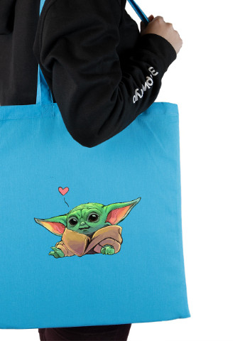 Еко-сумка шоппер Грогу Йода лайк (Grogu Baby Yoda) (92102-3522-BL) синя MobiPrint Lite (256944261)