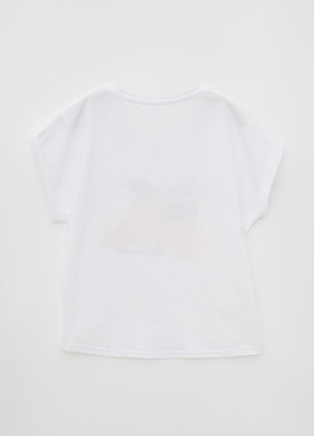 Белый демисезонный комплект для девочек 2-х предметный (футболка и шорты) Роза