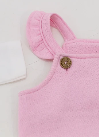 Розовый зимний костюм для девочки (боди, комбинезон) Mint Bebe