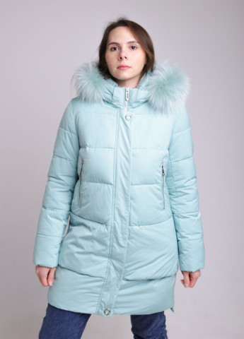 Бирюзовая зимняя куртка женская удлиненная бирюзовая зимняя TARORE Прямая