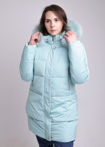 Бірюзова зимня жіноча куртка подовжена бірюзова зимова TARORE Прямая