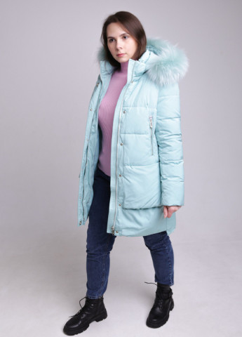 Бирюзовая зимняя куртка женская удлиненная бирюзовая зимняя TARORE Прямая
