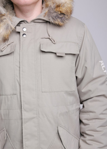 Бежевая зимняя куртка мужская зимняя бежевая аляска Alpine Прямая